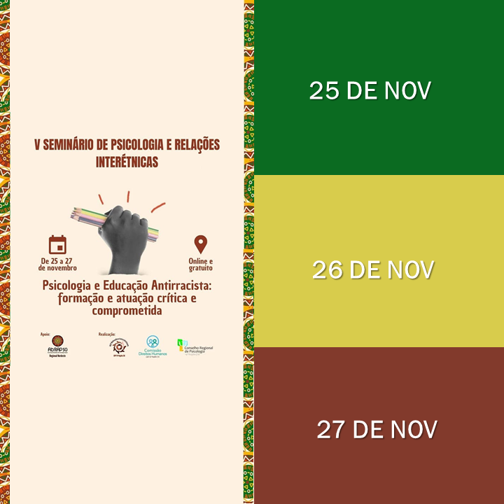 V Seminário de Psicologia e Relações Interétnicas começa nesta quinta