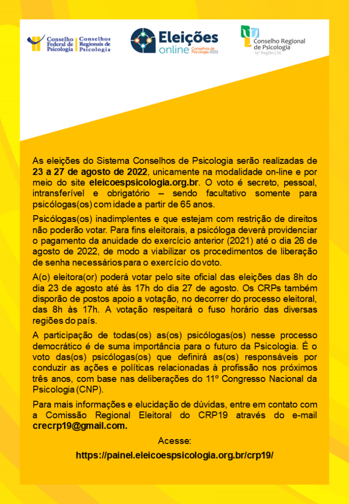 Eleições online  Conselhos de Psicologia 2022