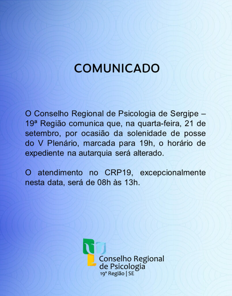 COMUNICADO: Alteração horário funcionamento